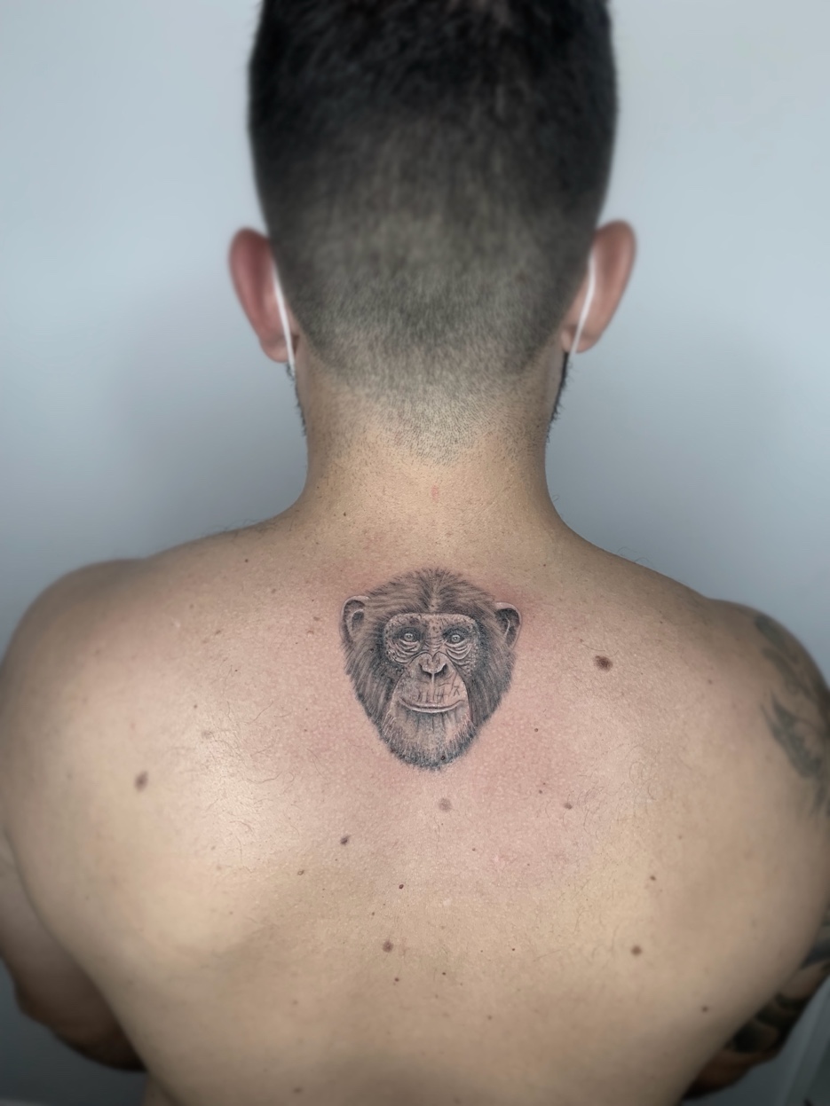 Microrealism chimpanzee portrait