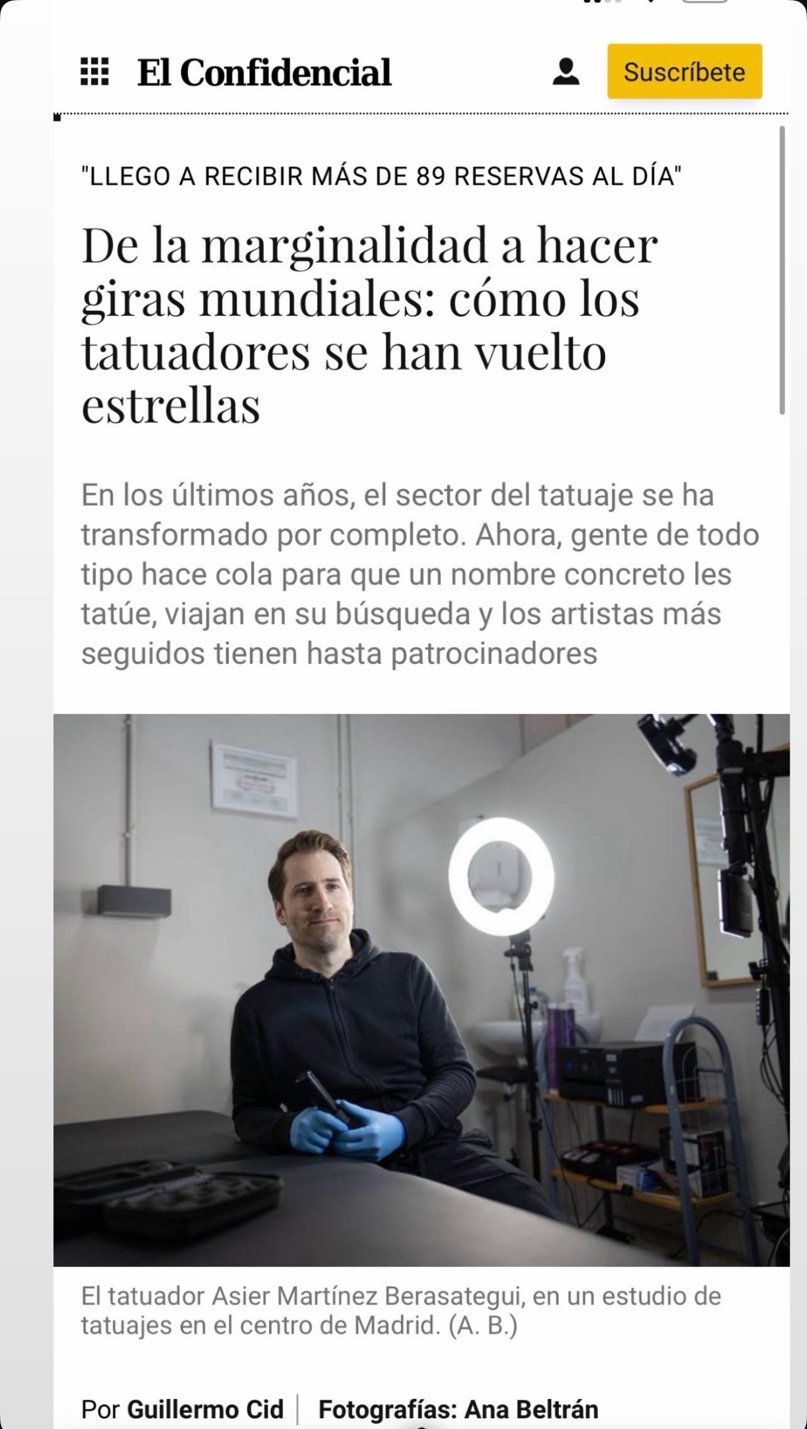 El Confidencial, Feature article on AsierTATTOO